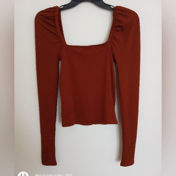 NWOT Free People It Girl Top Long Sleeve Tee Orange Size Small - Picture 4 of 6